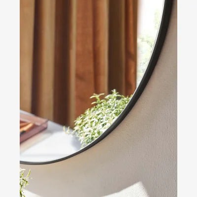 Danetti Tait Large Round Wall Mirror Black