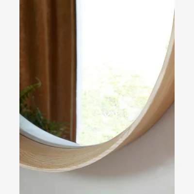 Danetti Kendrick Small Round Wall Mirror Oak