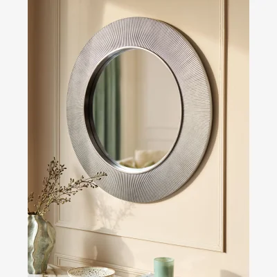 Danetti Alexa silver round wall mirror