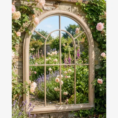 Dibor Outdoor Vintage Arch Window Mirror