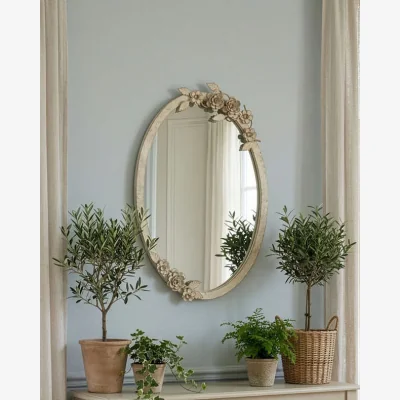 Dibor La Fleur Beige Wall Mirror 51cm x 35cm