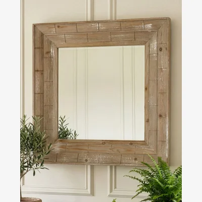 Dibor Square Wooden Framed Wall Mirror