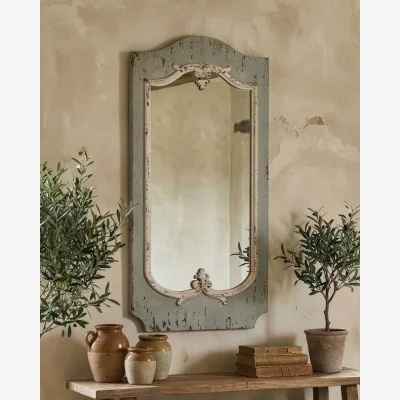 Dibor Carteret White Wood Wall Mirror