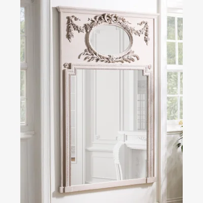 Dibor Vintage Ornate Ivory Wall Mirror