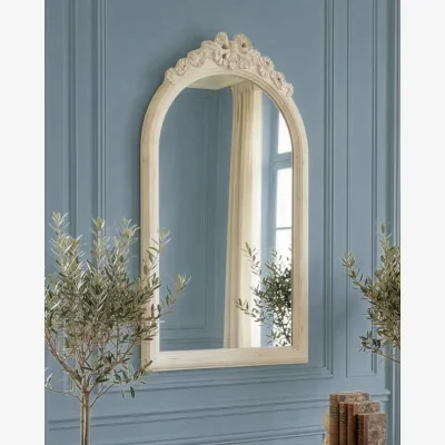 Dibor Antique White Arched Mirror 72cm x 55cm