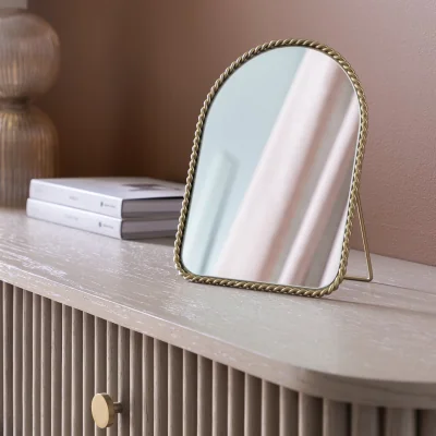 Habitat Habitat Gold Rope Twist Arch Dressing Table Mirror - 16x21cm