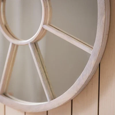 Habitat Habitat Wooden Round Window Mirror - White - 70x70cm