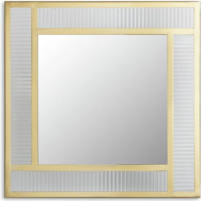 Habitat Habitat Reeded Glass & Brass Square Wall Mirror - 60x60cm