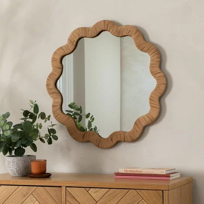 Habitat Habitat Rattan Round Wavy Wall Mirror - 60x60cm
