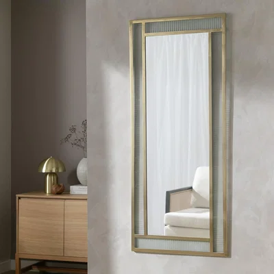 Habitat Habitat Reeded Glass & Brass Wall Mirror - 140x60cm