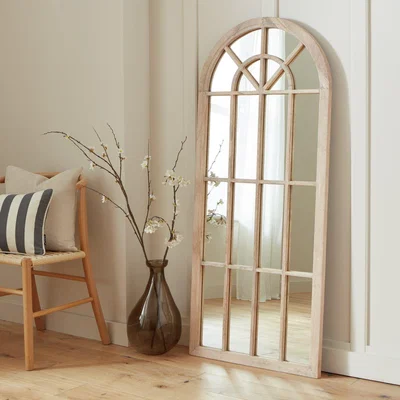 Habitat Habitat Wooden Arch Window Mirror - White - 140x60cm