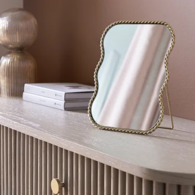 Habitat Habitat Gold Rope Twist Dressing Table Mirror - 21x16cm