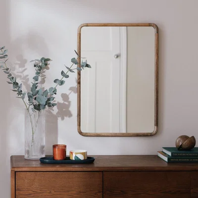 Habitat Habitat Chunky Wood Rectangular Mirror - Natural - 70x50cm