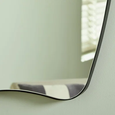 Habitat Habitat Curved Metal Wall Mirror - Black - 80x60cm