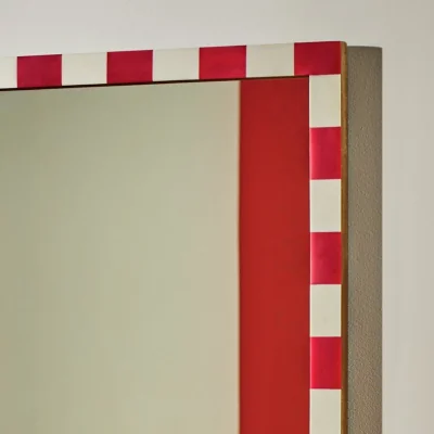 Habitat Habitat Striped Red  Resin Square Wall Mirror - 51x51cm