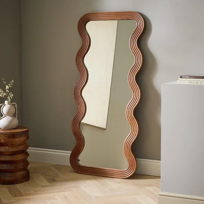 Habitat Habitat Brown Wavy Wooden Full Length Wall Mirror - 150x68cm