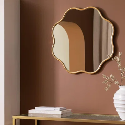 Habitat Habitat Gold Wavy Round Wall Mirror - 60x60cm