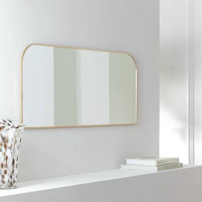 Habitat Habitat Gold Round Edge Rectangular Wall Mirror - 40x100cm