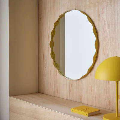 Habitat Habitat Yellow Round Wall Mirror - 60x60cm