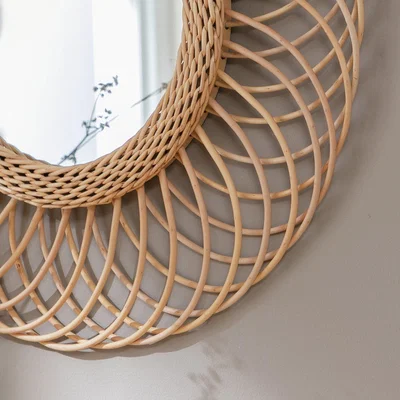 Habitat Habitat Global Rattan Round Wall Mirror - Natural - 55x55cm