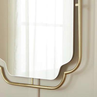 Habitat Habitat Art Deco Wavy Wall Mirror - Gold - 50x70cm