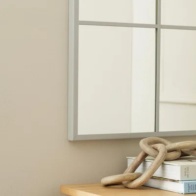 Habitat Habitat Grey Windowpane Wall Mirror - 120x80cm