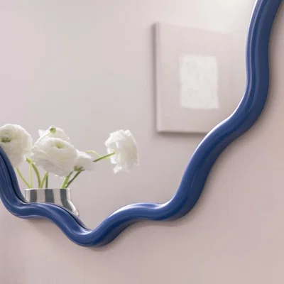 Habitat Habitat Blue Wavy Round Wall Mirror - 72cm