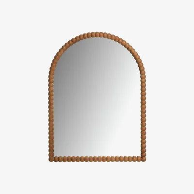 Habitat Habitat Brown Bobble Wooden Acrh Wall Mirror - 101x76cm