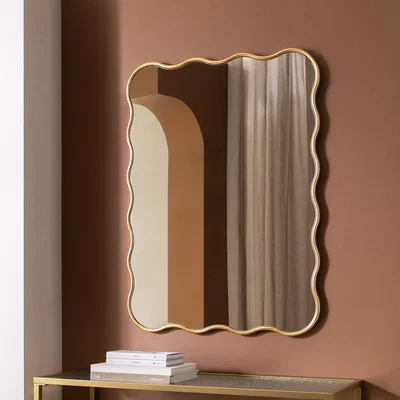 Habitat Habitat Gold Wavy Wall Mirror - 96x71cm