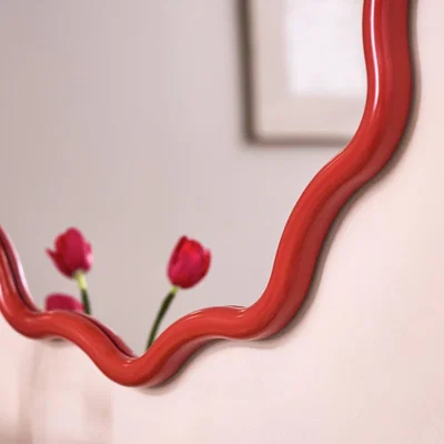 Habitat Habitat Red Coral Wavy Round Wall Mirror - 72cm