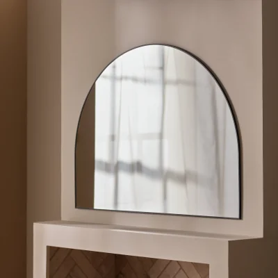 Habitat Habitat Overmantle Black Aluminium Arch Wall Mirror - 100x75cm