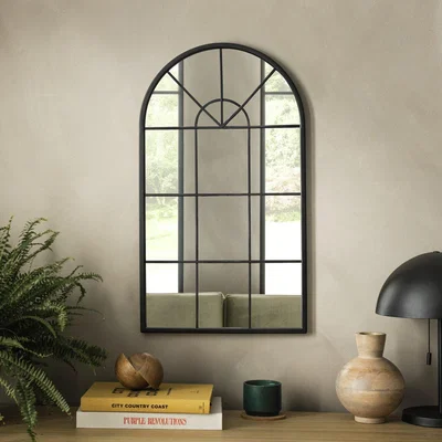 Habitat Habitat Arch Window Mirror - Black - 70x40cm