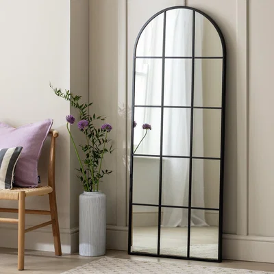 Habitat Habitat Black Window Full Length Arch Wall Mirror - 140x65cm