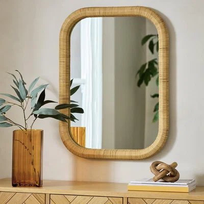 Habitat Habitat Rattan Wall Mirror - 80x60cm