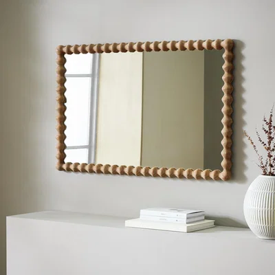 Habitat Habitat Bobbin Stained Wooden Wall Mirror - 90x56cm