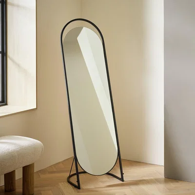 Habitat Habitat Black Metal Freestanding Frameless Mirror - 144x45cm