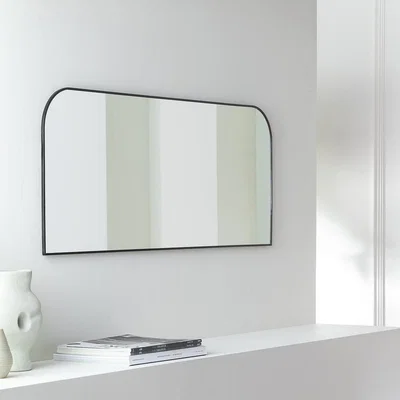 Habitat Habitat Black Round Edge Rectangular Wall Mirror - 40x100cm
