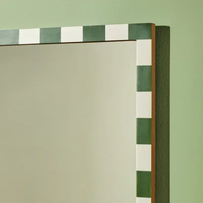 Habitat Habitat Striped Green Resin Square Wall Mirror - 51x51cm
