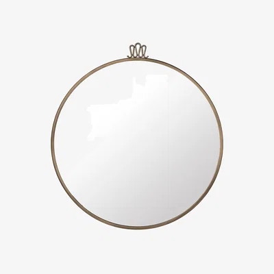 Heal's Gubi Randaccio Round Wall Mirror Ø70cm Antique Brass