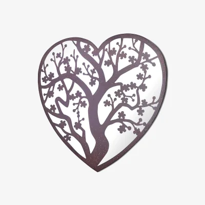 Homebase MirrorOutlet Metal Heart Shaped Tree Decorative Garden Mirror - 70x70cm