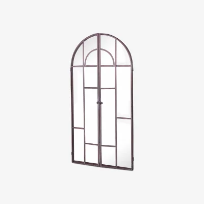 Homebase MirrorOutlet Metal Arched Decorative Window Opening Garden Mirror - 100x50cm