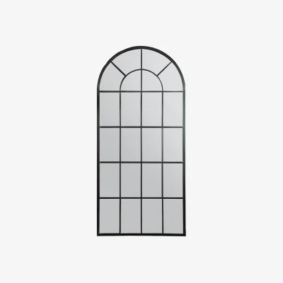 Homebase MirrorOutlet Somerley Lotus Arch Antique Black Extra Large Metal Garden Mirror - 160x75cm