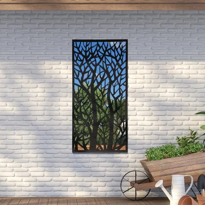Homebase Amarelle Large Metal Tree Design Decorative Garden Mirror - 120x60cm