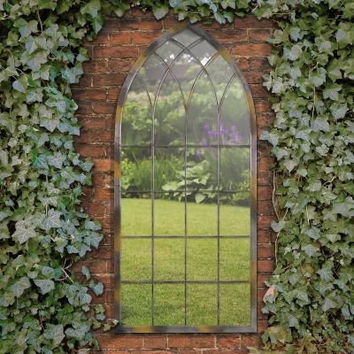 Homebase MirrorOutlet Rose Garden Rustic Arch Extra Large Metal Garden Mirror - 161x72cm
