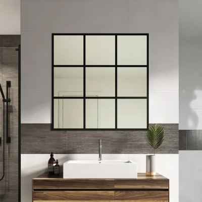 Homebase Bathstore Square Black Grid Mirror - 950 x 950mm