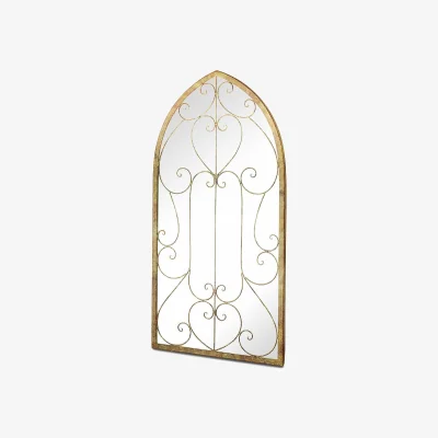 Homebase MirrorOutlet Metal Arched Decorative Window Garden Mirror - 100x50cm