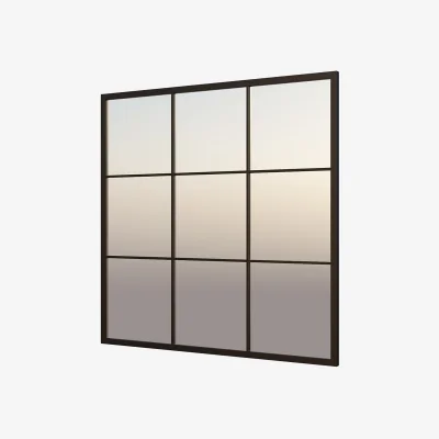 Homebase Black Metal Square Window Pane Mirror - 90cm