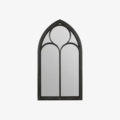 Homebase MirrorOutlet Black Somerley Chapel Arch Extra Large Metal Garden Mirror - 150x81cm