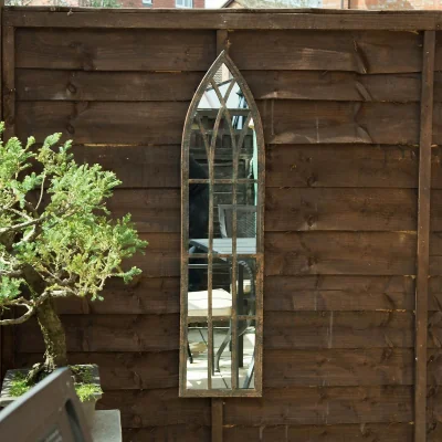 Homebase MirrorOutlet Rustic Frost Protected Metal Garden Mirror - 100x24cm