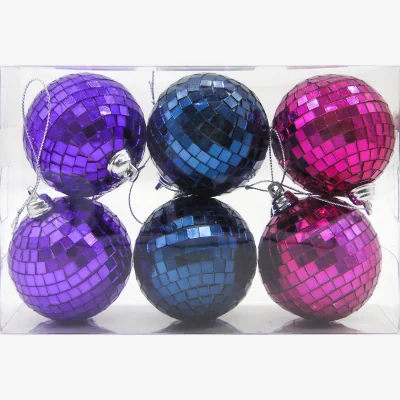 Homebase Multicolour Mirror Ball Christmas Tree Decorations - Pack of 6
